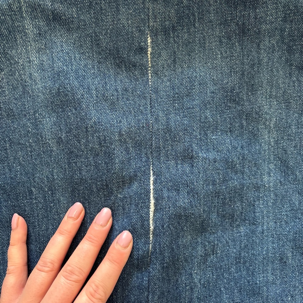 Vintage Upcycled Gitano Denim Pathwork Ponch with Mandarin Collar - Picture 7 of 7